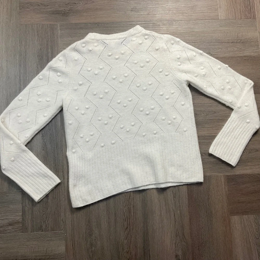 Splendid Julia Diamond Pointelle Wool Alpaca Blend Sweater Womens Medium Ivory - Picture 4 of 10
